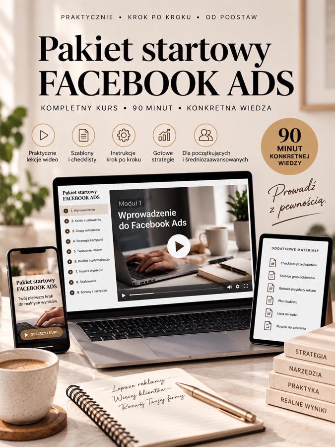 Pakiet startowy Facebook Ads, kurs wideo 90 minut