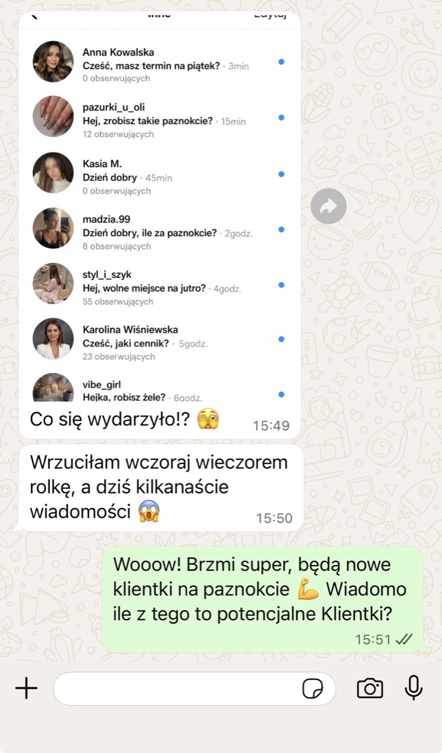 Wiadomości od klientek Beaty